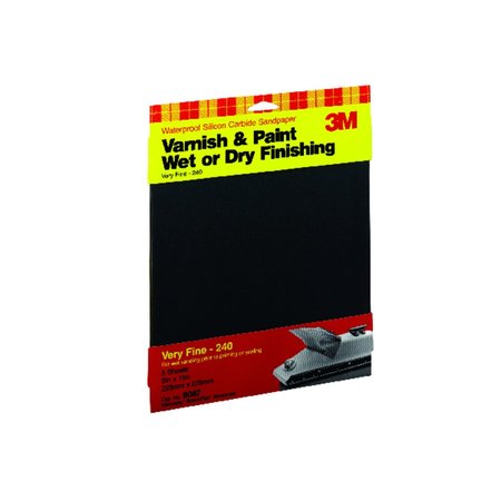 3M 11 in. L X 9 in. W 220 Grit Silicon Carbide Sandpaper 5 pk, 5PK 9087DC-NA